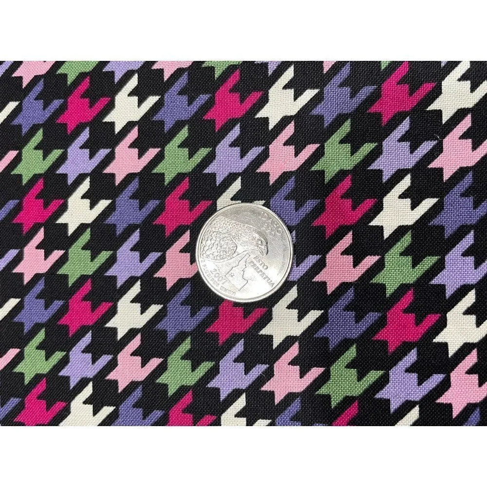 David Textiles‎ Fabric Geometric Black Pink Purple Green Remnant 60